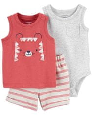 Carter's Set 3dílný body bez rukávů, tílko, kraťasy Red Tiger kluk 3m