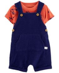 Carter's Set 2dílný triko kr. rukáv, kraťasy na kšandy Navy Orange kluk 6m