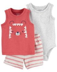 Carter's Set 3dílný body bez rukávů, tílko, kraťasy Red Tiger kluk 3m