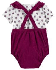 Carter's Set 2dílný triko kr. rukáv, kalhotky na kšandy Purple Flowers holka 3m