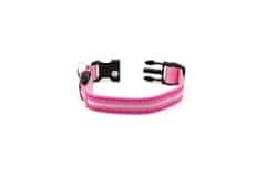 limaya Limaya led svítící obojek pro psy Pink - white thin strip S (28 cm - 40 cm)