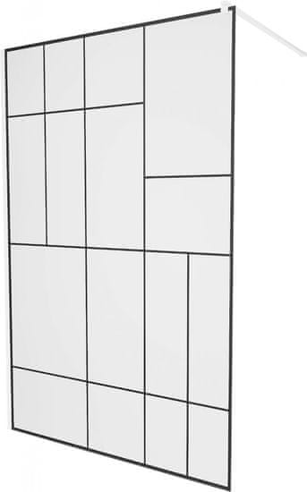 Mexen Kioto sprchová zástěna walk-in 110 x 200, transparent/černý vzor 8 mm, bílá (800-110-101-20-78)