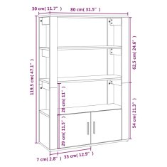 Vidaxl Příborník černý 80x30x119,5 cm kompozitní dřevo