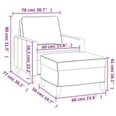 Vidaxl Křeslo s podnožkou tmavě šedé 60 cm samet