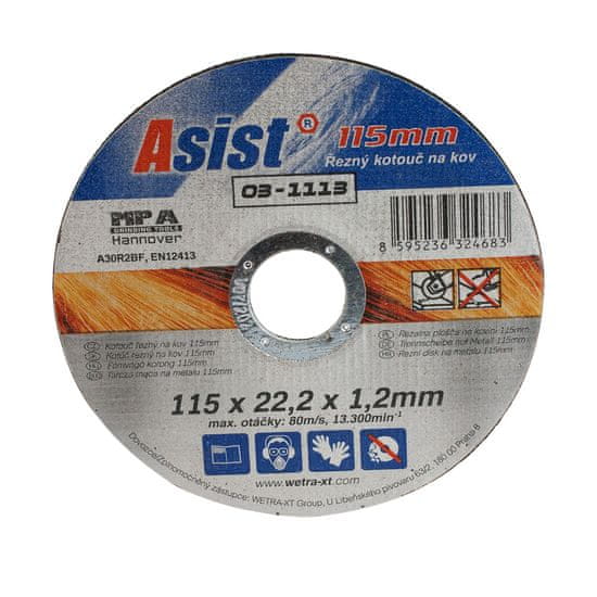 Asist Kotouč řezný na kov 115x22,23x1,2mm ASIST 03-1115