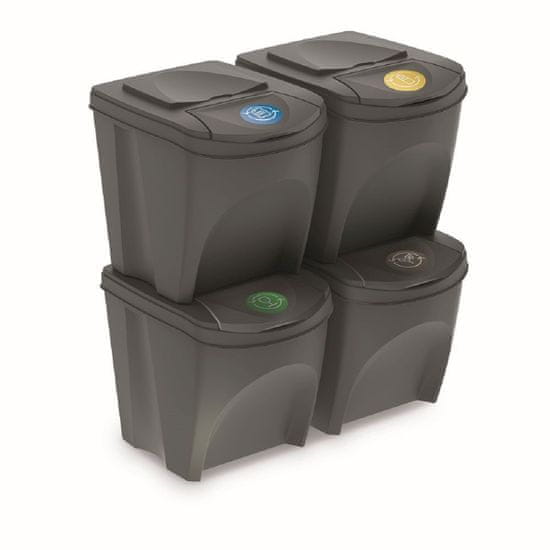 Prosperplast Odpadkový koš SORTIBOX ŠEDÝ KÁMEN - 4x25L