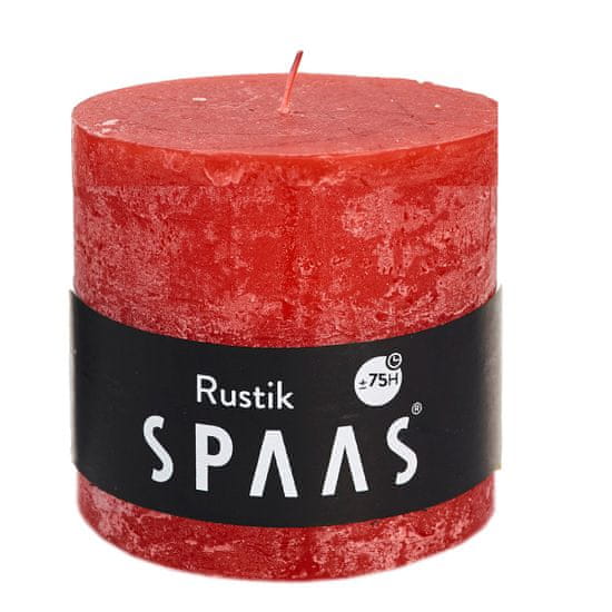 Spaas Svíčka válec rustikální 10x10cm červená