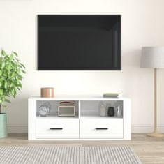 Vidaxl TV skříňka lesklá bílá 100x35x40 cm kompozitní dřevo