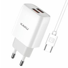 Kaku Nabíječka do sítě 2,4 A 2xUSB + USB-C 1m KAKU QIFAN (KSC-397) bílá