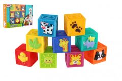 Teddies Kostky 9ks měkké gumové 5x5x5cm v krabici 6m+