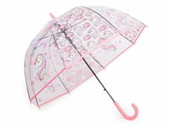 Kraftika 1ks pink dívčí průhledný vystřelovací deštník jednorožec