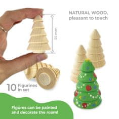 Ulanik Montessori dřevěná hračka "Unfinished fir-trees" 10ks