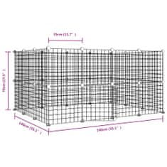 Vidaxl 28panelová ohrádka pro zvířata s dvířky černá 35 x 35 cm ocel