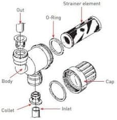 COOLER SERVICES Mechanický předfiltr s vyměnitelnou síťovou vložkou 1/4