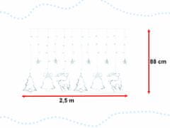 WOWO Světelná LED Záclona 2,5m, 138LED, Sobí Motiv, Studená Bílá, s Konektorem