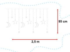 InnoVibe LED barevný závěs s hvězdičkami a měsíčky - 2,5 m, 138 LED