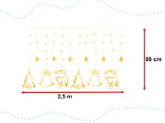 WOWO Teplá Bílá LED Záclonová Světla Sob 2,5m, 138LED, 8 Režimů Svícení, IP44