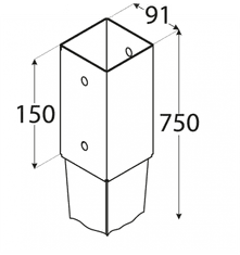 DOMAX PSG 90/750 (91*750*2) Patka sloupku 90 k zarážení