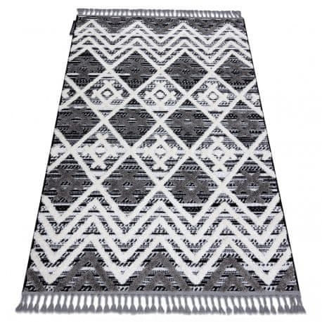 eoshop Koberec MAROC P642 Diamanty Cik cak, střapce, Berber, Maroko, Shaggy, šedý, bílý (Velikost: 180x270 cm)