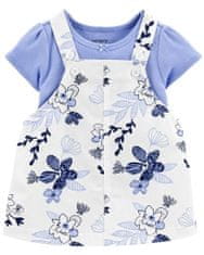 Carter's Set 2dílný body kr. rukáv, šaty na kšandy Blue Floral dívka 24m