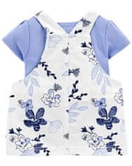 Carter's Set 2dílný body kr. rukáv, šaty na kšandy Blue Floral dívka 24m