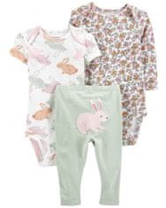 Carter's Set 3dílný body kr. rukáv, body dl. rukáv, legíny Green Bunny holka LBB 24m