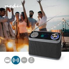 Nedis RDDB5200BK radiopřijímač DAB+ / FM, 24W, budík, Bluetooth, 40 předvoleb