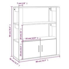 Vidaxl Příborník hnědý dub 80x30x90 cm kompozitní dřevo