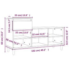 Vidaxl Botník kouřový dub 102x36x60 cm kompozitní dřevo