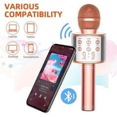 JOJOY® Bezdrátový bluetooth karaoke mikrofon s reproduktorem, rose gold - VOCALIX