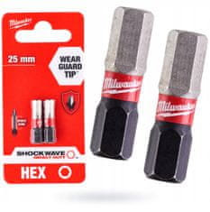 Milwaukee Impact BIT Hex12x25mm 1/4 '2ks Impact 