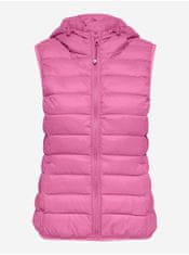 ONLY Růžová dámská prošívaná vesta s kapucí ONLY New Tahoe XXS