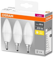 Osram 3x LED žárovka E14 SVÍČKA 5W = 40W 470lm 2700K Teplá bílá