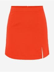 Pieces Oranžová dámská mini sukně s rozparkem Pieces Thelma XS