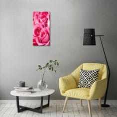 Wallmuralia Moderní hodiny nástěnné Růžové růže 30x60 cm bílé