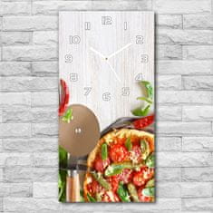 Wallmuralia Moderní hodiny nástěnné Pizza bílé 30x60 cm