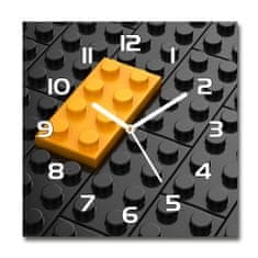 Wallmuralia Skleněné hodiny čtverec Lego bílé 30x30 cm