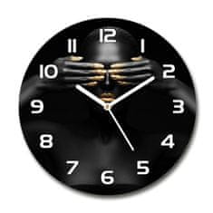 Wallmuralia Skleněné hodiny kulaté Žena v černém bílé fi 30 cm