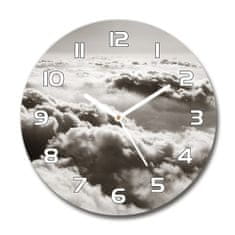 Wallmuralia Skleněné hodiny kulaté Mraky z ptačího pohledu bílé fi 30 cm