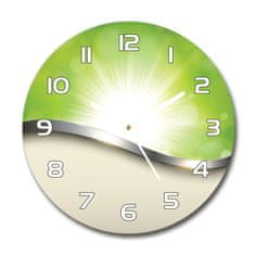 Wallmuralia Skleněné hodiny kulaté Zelená abstrakce bílé fi 30 cm
