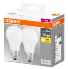 Osram 2x LED žárovka E27 A60 8,5W = 60W 806lm 2700K Teplá bílá