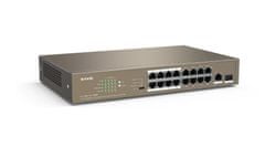 Tenda Tenda TEF1118P-16-150W Switch 16xPoE 802.3af/at 10/100Mbps,1xUplink RJ45/SFP 1Gbs, 135W