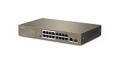 Tenda Tenda TEF1118P-16-150W Switch 16xPoE 802.3af/at 10/100Mbps,1xUplink RJ45/SFP 1Gbs, 135W