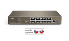 Tenda Tenda TEF1118P-16-150W Switch 16xPoE 802.3af/at 10/100Mbps,1xUplink RJ45/SFP 1Gbs, 135W