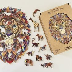 Lubiwood Dřevěné puzzle Mohutný lev A4 Premium Box 152 dílků