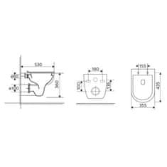 Mereo WC závěsné, RIMLESS, 530x355x360, keramické, včetně sedátka CSS113S VSD81S - Mereo