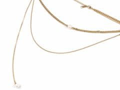 Kraftika 1ks latá náhrdelník z nerezové oceli dvojitý s perlami