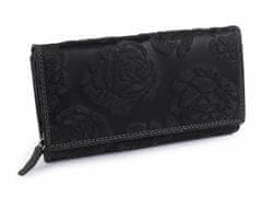 Kraftika 1ks černá dámská peněženka kožená s květy