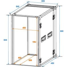 Roadinger Rack Profi 18HE, hloubka 45cm, 9mm