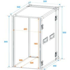 Roadinger Rack Profi 18HE, hloubka 45cm, 9mm